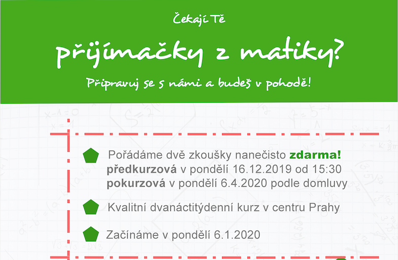 Propagační leták přípravných kurzů na jednotné přijímačky 2019
